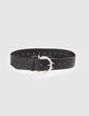 Ceinture robe cuir silver boucle ronde Femme-3