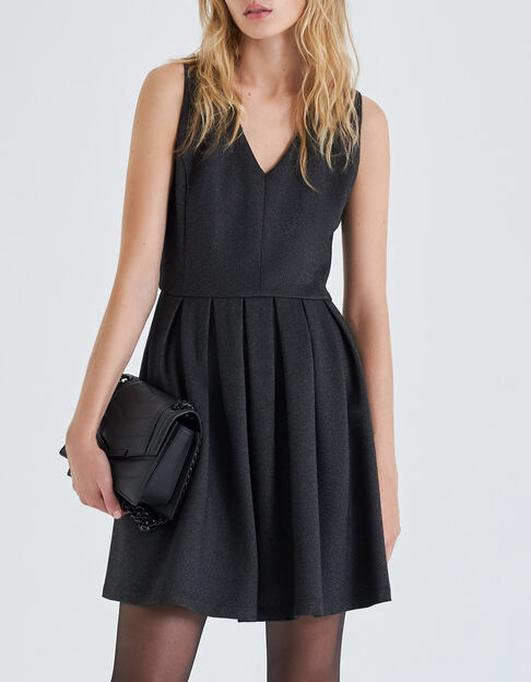 Vestido skater negro punto brillante mujer - IKKS