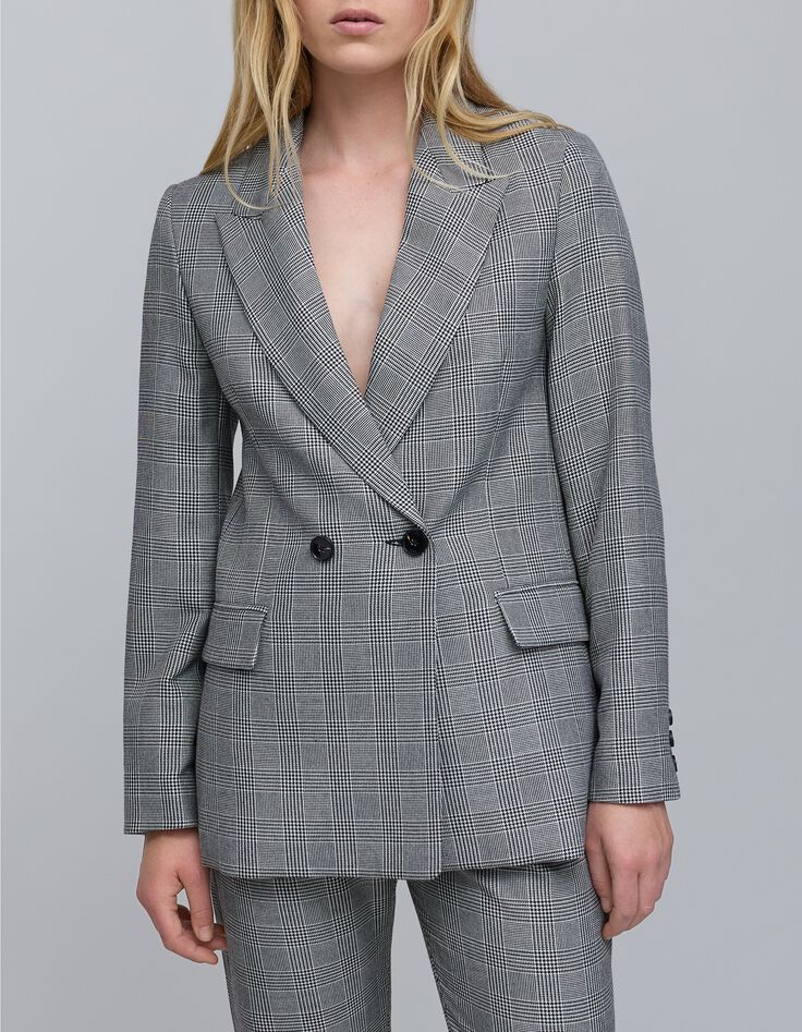 Women's black Prince of Wales lurex suit jacket-2