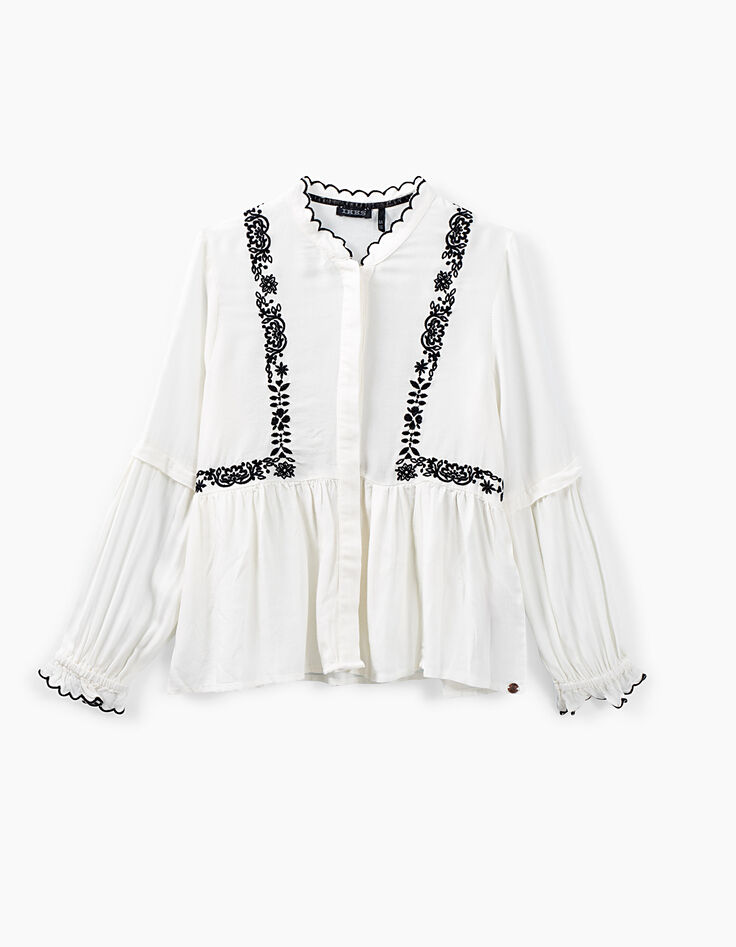 Girls’ off-white shirt with black embroidery-2