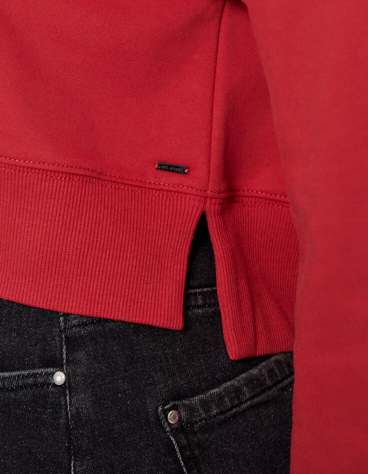 Women’s crimson red hoodie with embroidered dragon-5