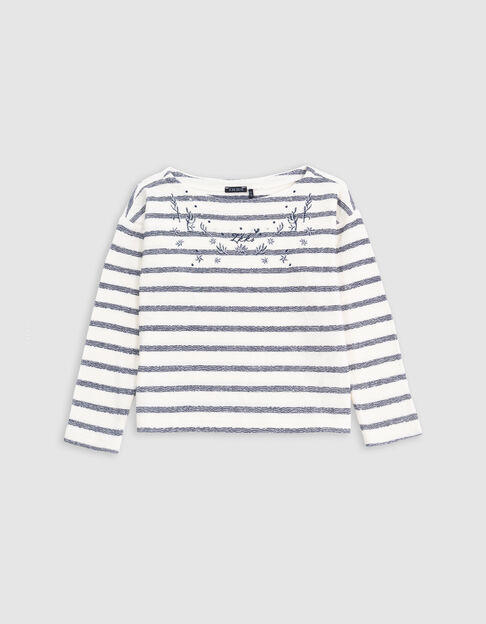 Weißes Mädchen-T-Shirt im Matrosenlook mit Stickerei - IKKS
