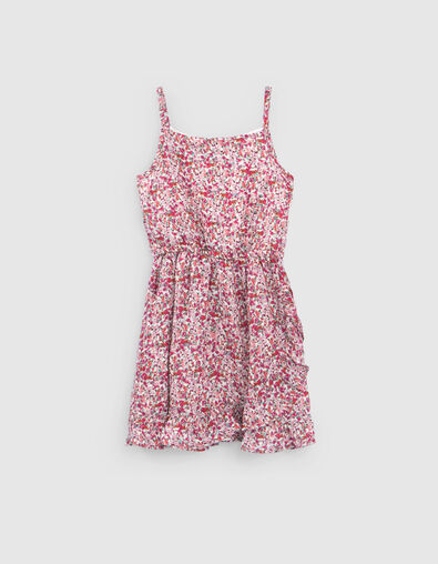 Fuchsia jurk bloemenprint schouderbandjes meisjes - IKKS