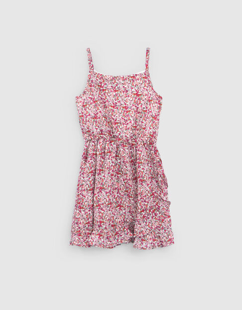 Fuchsia jurk bloemenprint schouderbandjes meisjes