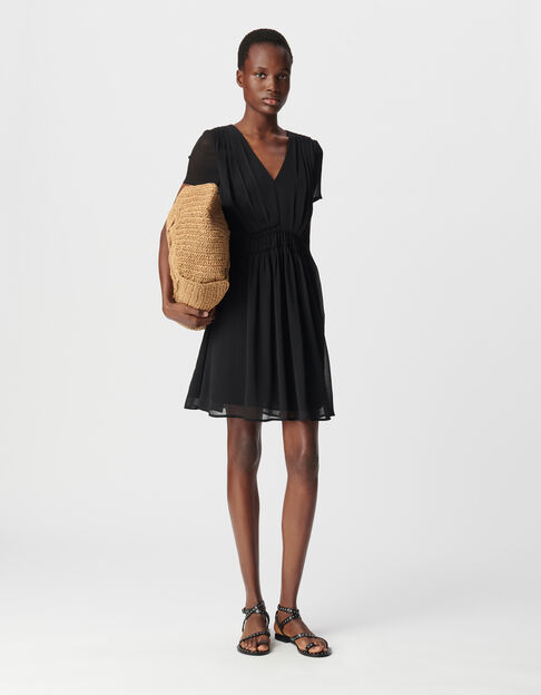 Women's black pleated detail dress - IKKS