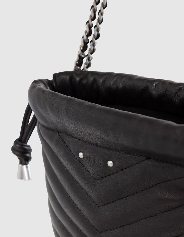 Damen-Beuteltasche 1440 schwarzes Leder Größe Small - IKKS