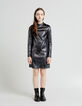 Black sequined velvet dress with high collar for girls-2