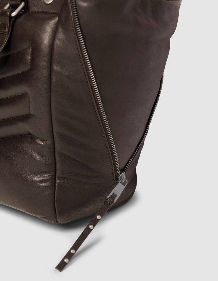 Braune Cabas-Tasche 1440 Leder Seiten-Zips Größe L Damen-4 Braune Cabas-Tasche 1440 Leder Seiten-Zips Größe L Damen-4