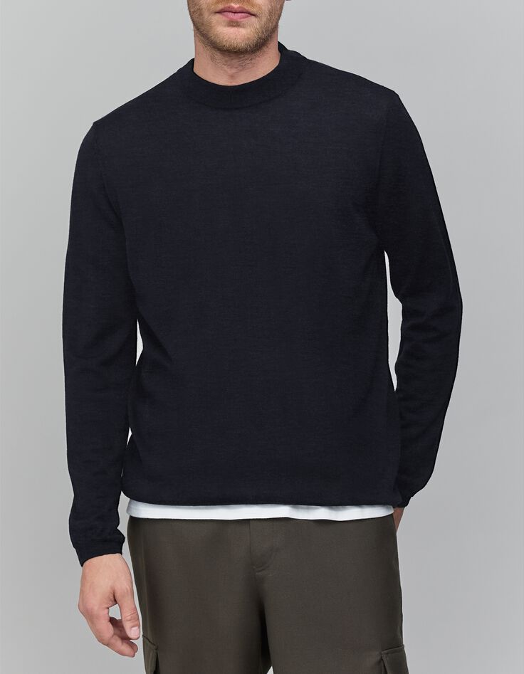 Men's navy mock-neck sweater-1