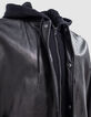 Bomber noir en cuir à parmenture amovible Homme-6