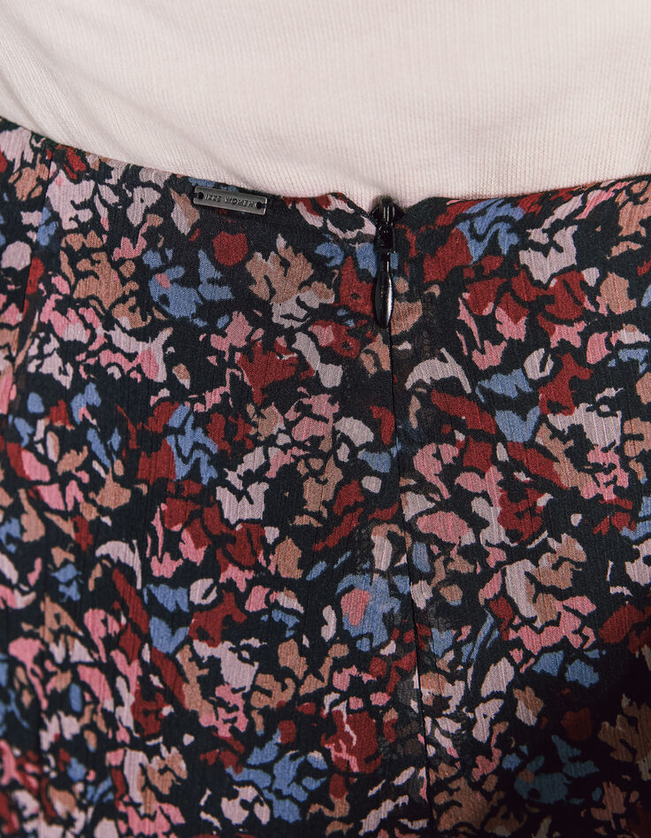 Falda larga amplia volantes floral mujer-5 Falda larga amplia volantes floral mujer-5