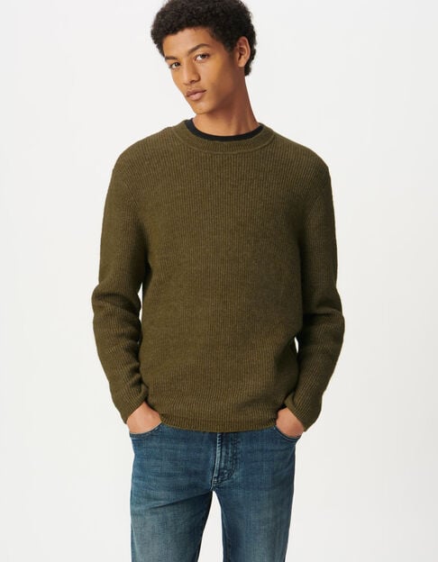 Pull hiver kaki tricot mousseux Homme Pull hiver kaki tricot mousseux Homme - IKKS
