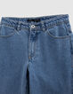 Jean FLARE bleu Waterless broderie poche dos fille-5