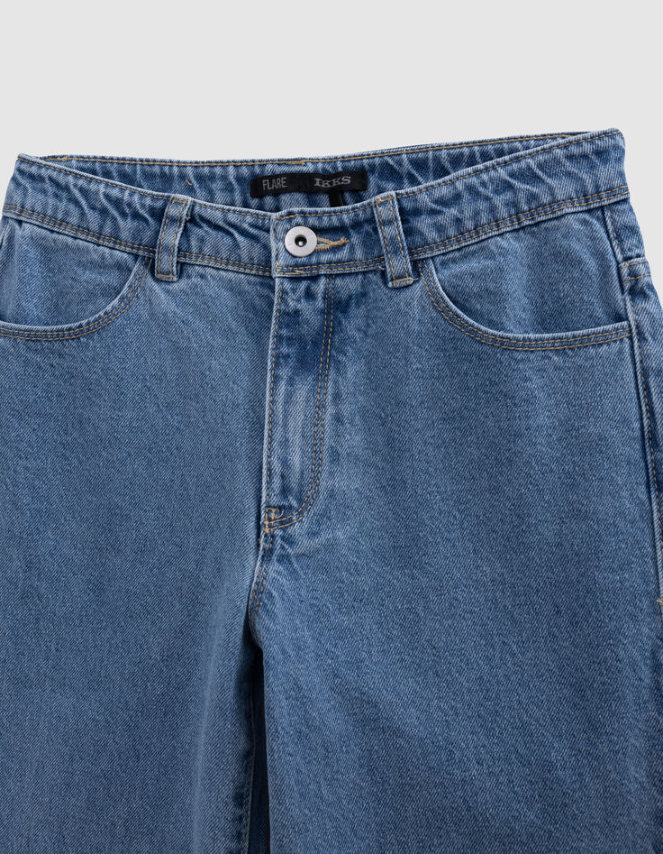 Jean FLARE bleu Waterless broderie poche dos fille-5