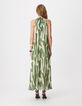 Robe longue verte imprim&eacute; graphique Femme-2