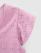 Girls’ violet openwork decorative lace top-3