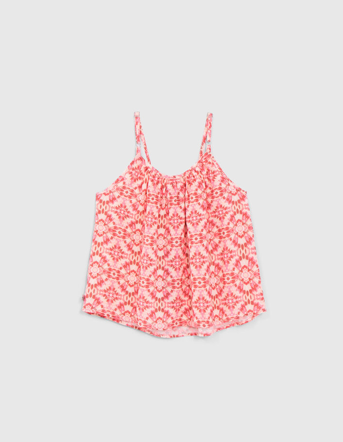 Girls’ pink camisole with ethnic print - IKKS