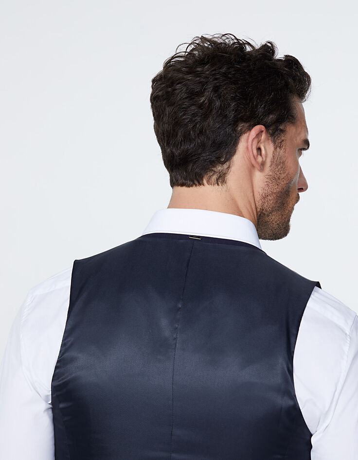 Men’s navy fine-stripe suit waistcoat-6 Men’s navy fine-stripe suit waistcoat-6