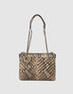 Women's gold leather python-look 1440 Reporter clutch bag-1
