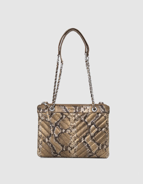 Women's gold leather python-look 1440 Reporter clutch bag - IKKS