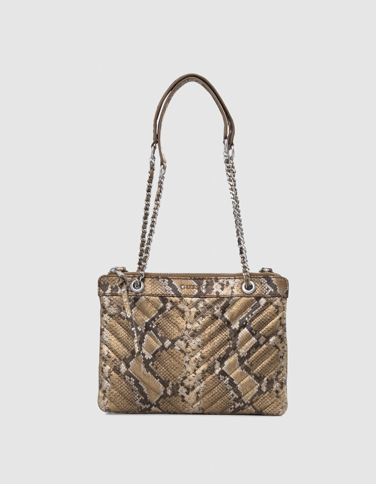 Women's gold leather python-look 1440 Reporter clutch bag-1