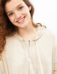I.Code white zipped glittery knit hooded cardigan-2