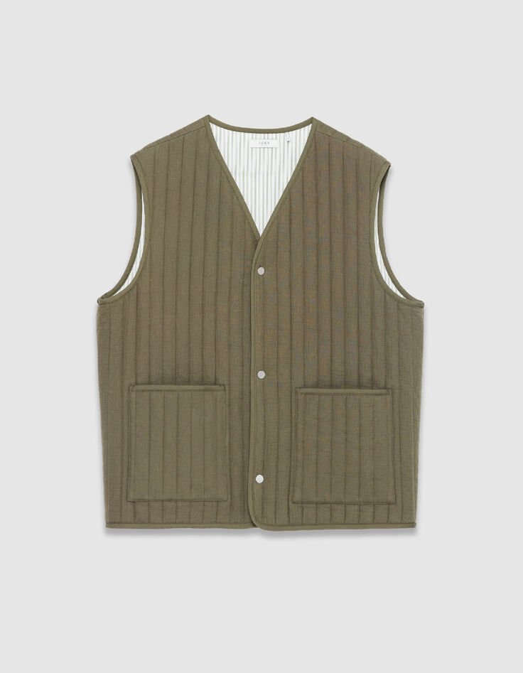 Men's khaki quilted sleeveless vest-7
