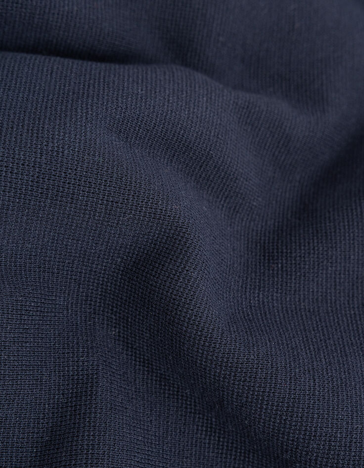 Gebreid kort vest in marineblauw met gegraveerde knopen Dames-6