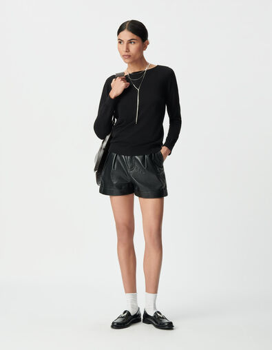 Jersey negro punto fino corte encaje espalda mujer - IKKS