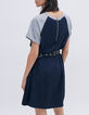 Women’s navy T-shirt dress with grey sleeves-2