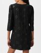 Robe housse mi-cuisse noire motif l&eacute;opard brod&eacute; sequins Femme-3