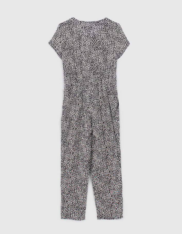 Girls’ black graphic print Lenzing™ Ecovero™ viscose jumpsuit - IKKS