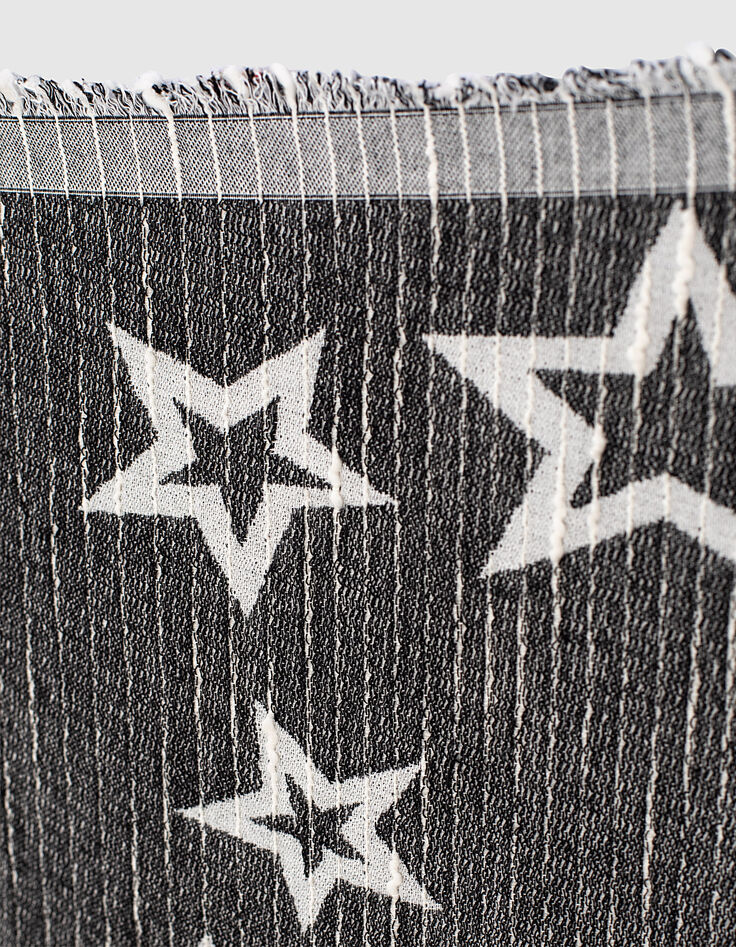 Women’s black and white double-sided star jacquard scarf-2