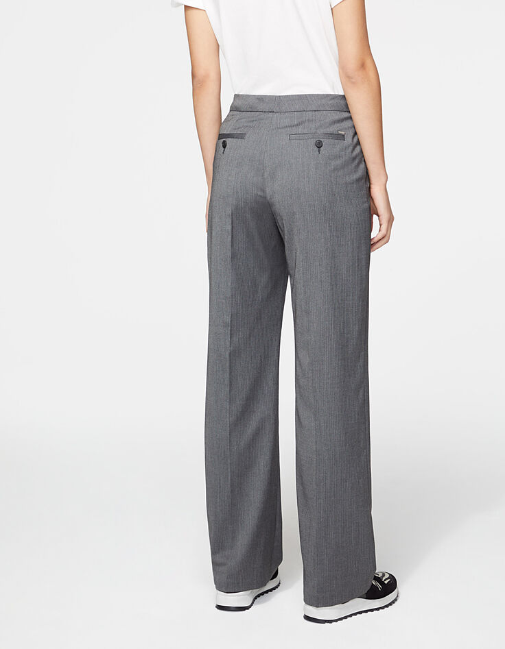 Pantalon tailleur taille basse coupe large fil à fil femme-4