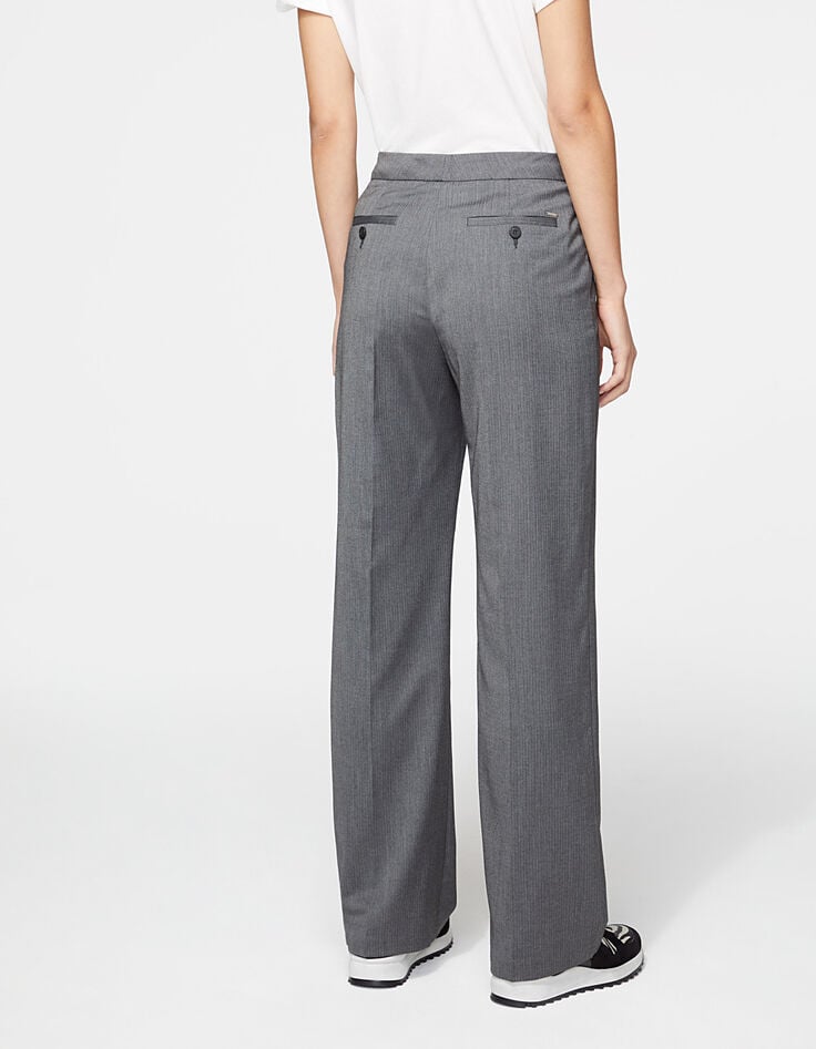 Pantalon tailleur taille basse coupe large fil à fil femme-4 Pantalon tailleur taille basse coupe large fil à fil femme-4