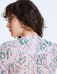 Women’s metallic tropical print voile blouse-5