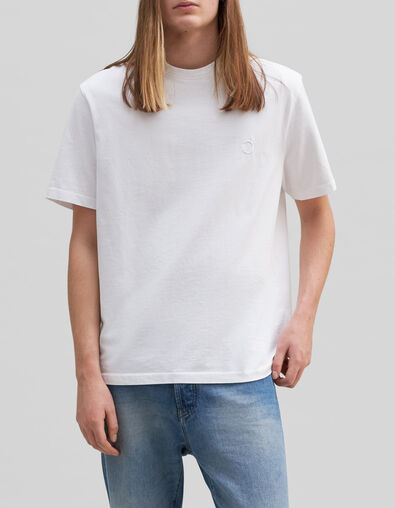 Gender Free-T-shirt blanc coton bio broderie Mixte - IKKS