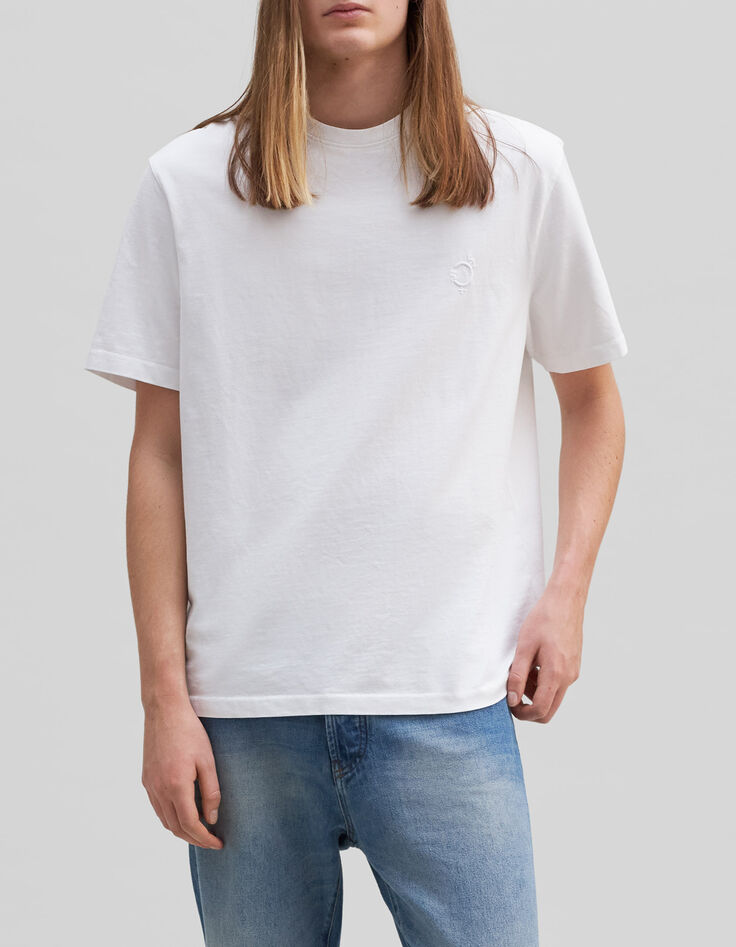 Gender Free-T-shirt blanc coton bio broderie Mixte-1 Gender Free-T-shirt blanc coton bio broderie Mixte-1