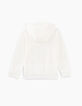 Sweat blanc bi matière à capuche garçon -4