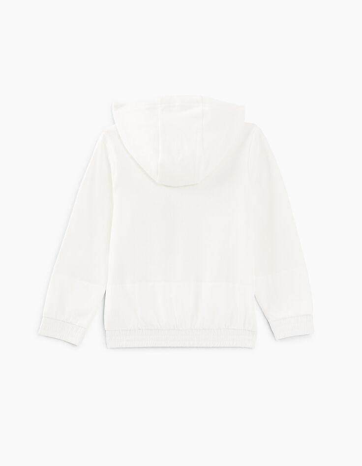 Sweat blanc bi matière à capuche garçon -4