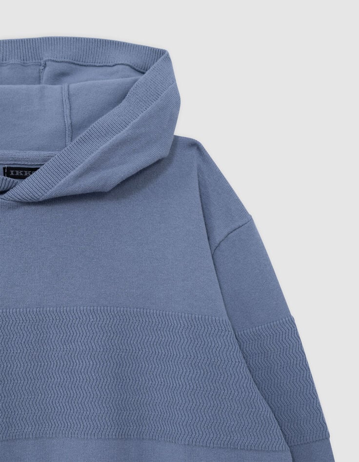 Pull bleu tricot bandes fantaisie garçon-3 Pull bleu tricot bandes fantaisie garçon-3