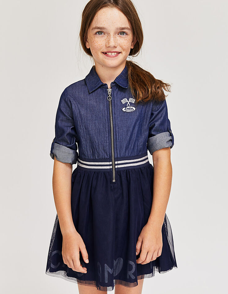 Robe-chemise en jean et jupon en tulle fille-1