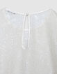Mujer blusa corta de puntilla blanca-10