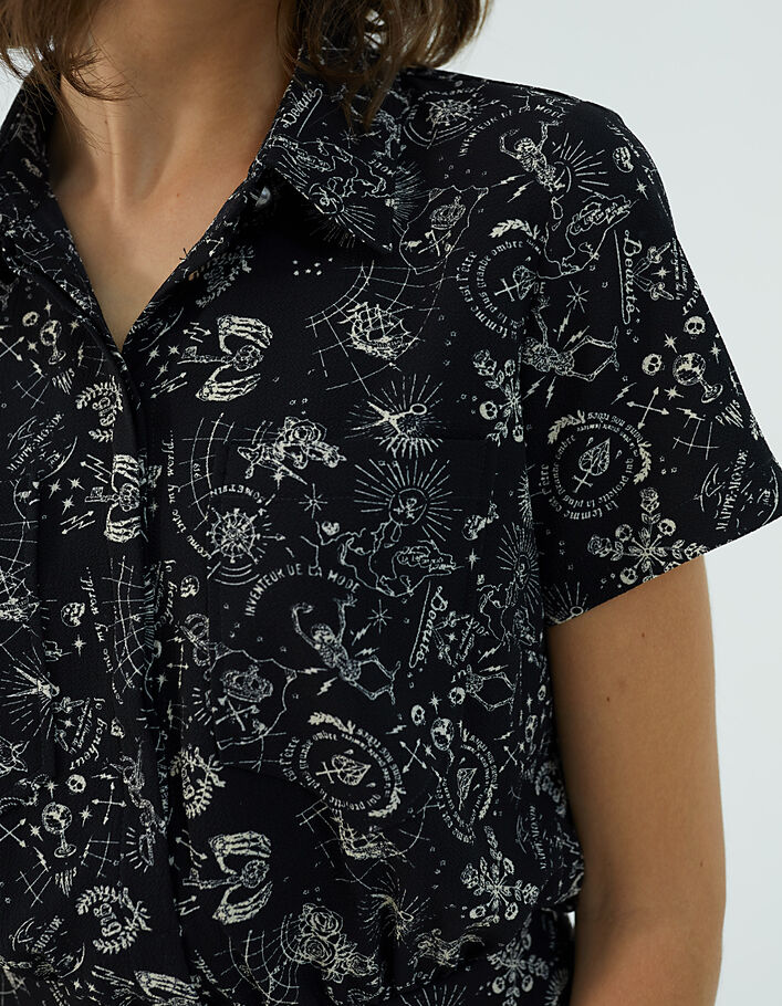 Lange jurk in viscosecrêpe tattooprint-3
