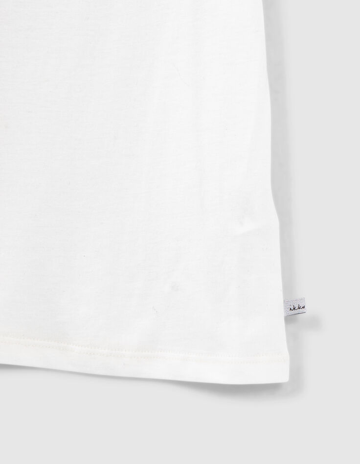 T-shirt blanc cass&eacute; col bijou fille-3