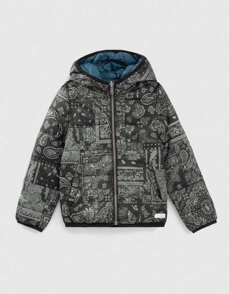 Boys’ blue and black Bandana reversible padded jacket-1