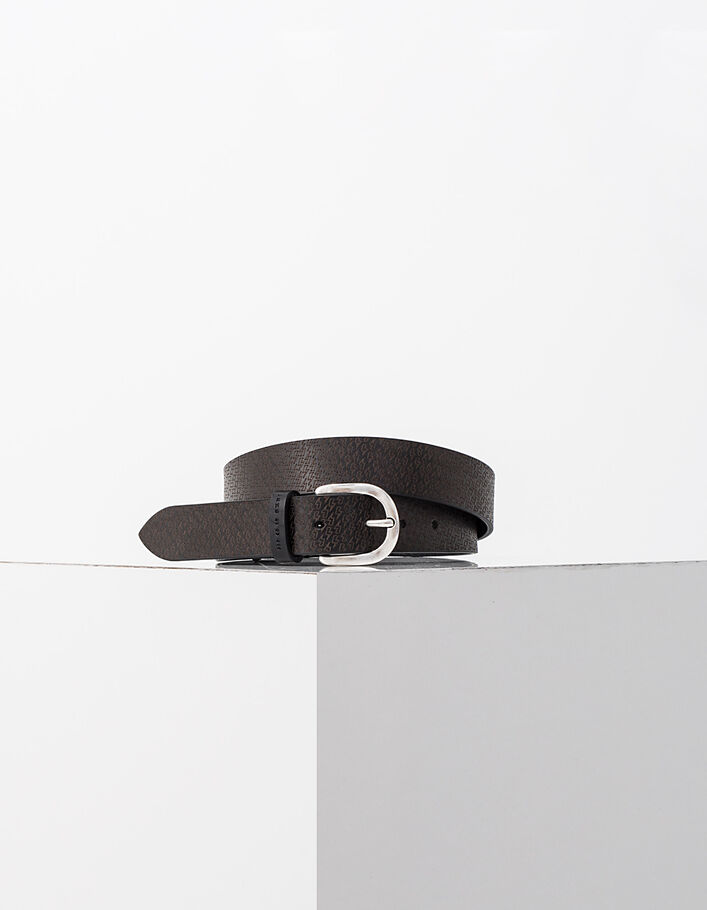 Cinturón negro de cuero con recortes rayos Hombre - IKKS