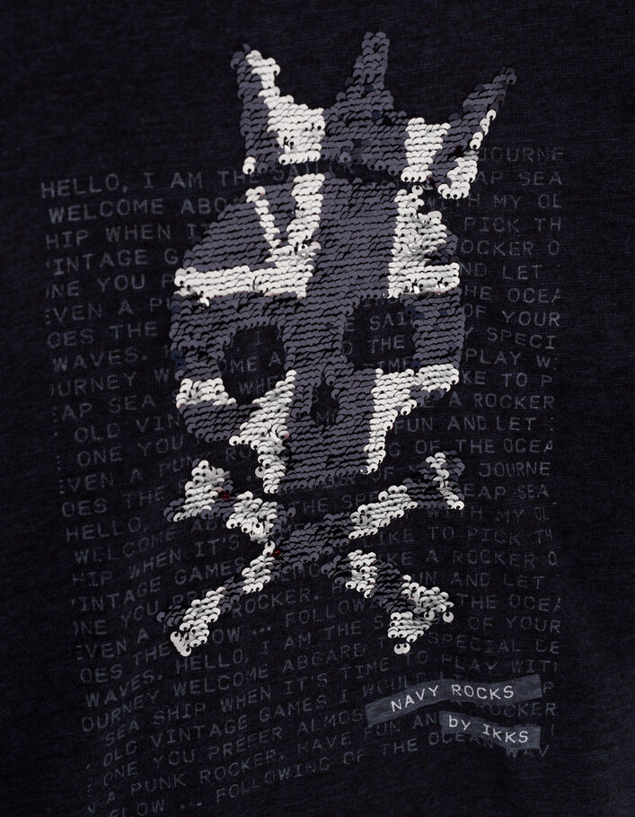 Camiseta navy calavera lentejuelas reversibles niño -7