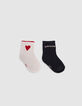 Anthrazit und Ecru Baby Mädchen Socken-1