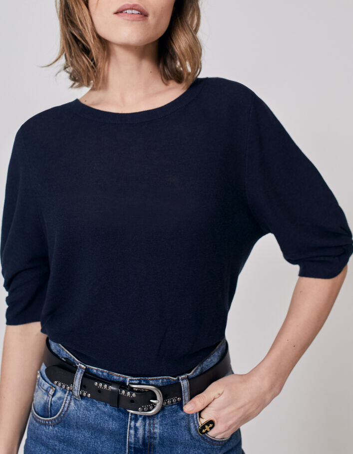 Casi Habitat Favor Jersey azul marino punto botones espalda reversible mujer